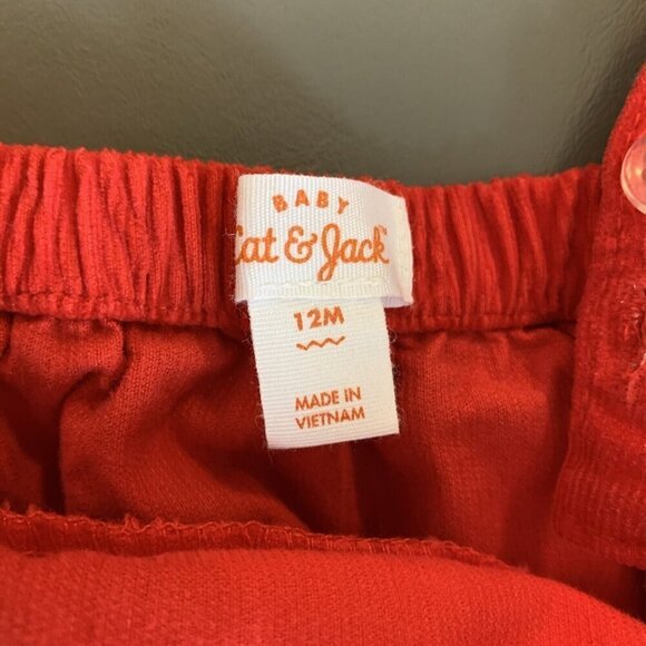 Cat & Jack Corduroy Dress Red Sleeveless Ruffle Sleeve Baby Girls 12 Months - Picture 2 of 10